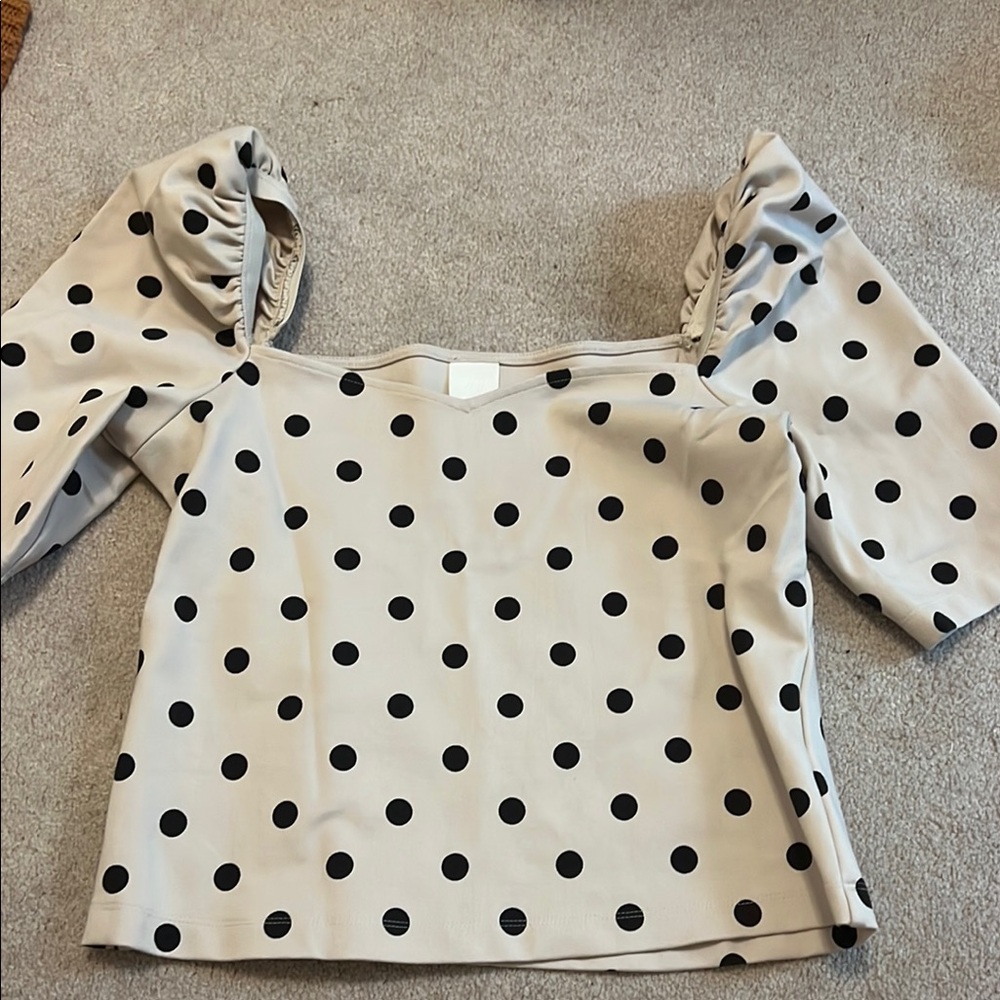 Polka Dot Puff Sleeve Top